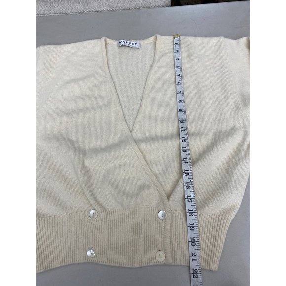 Vintage Jaeger Wrap Cardigan Cropped Jumper Lambswool Angora Ivory Sexy S/M 90's - Picture 12 of 16
